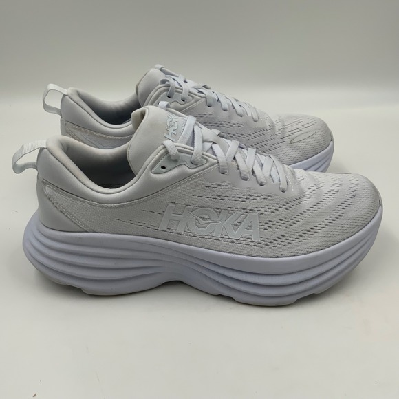 Hoka Bondi 8 Women's Running Shoes White Size 9.5D Extra Wide Sneakers - Picture 4 of 9